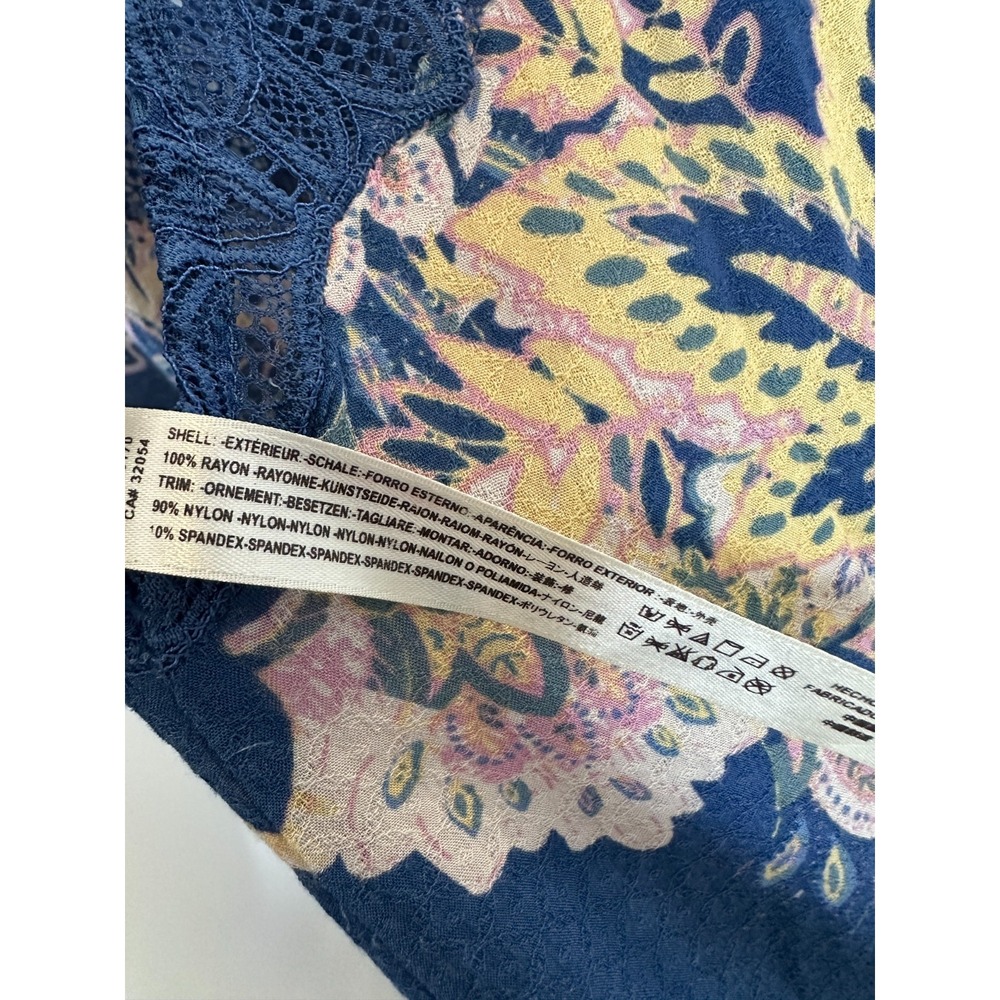 Intimately Free People Marsha Lace Slip Dress Blue Floral Mini Small Unlined - Picture 9 of 13